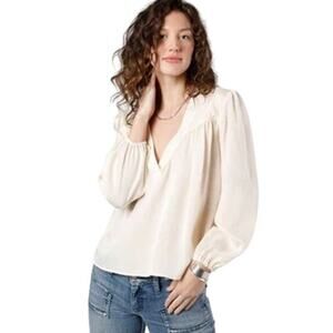 BAND OF THE FREE Cash Ivory Long Sleeve Top Boho Babydoll Blouse NWT XS